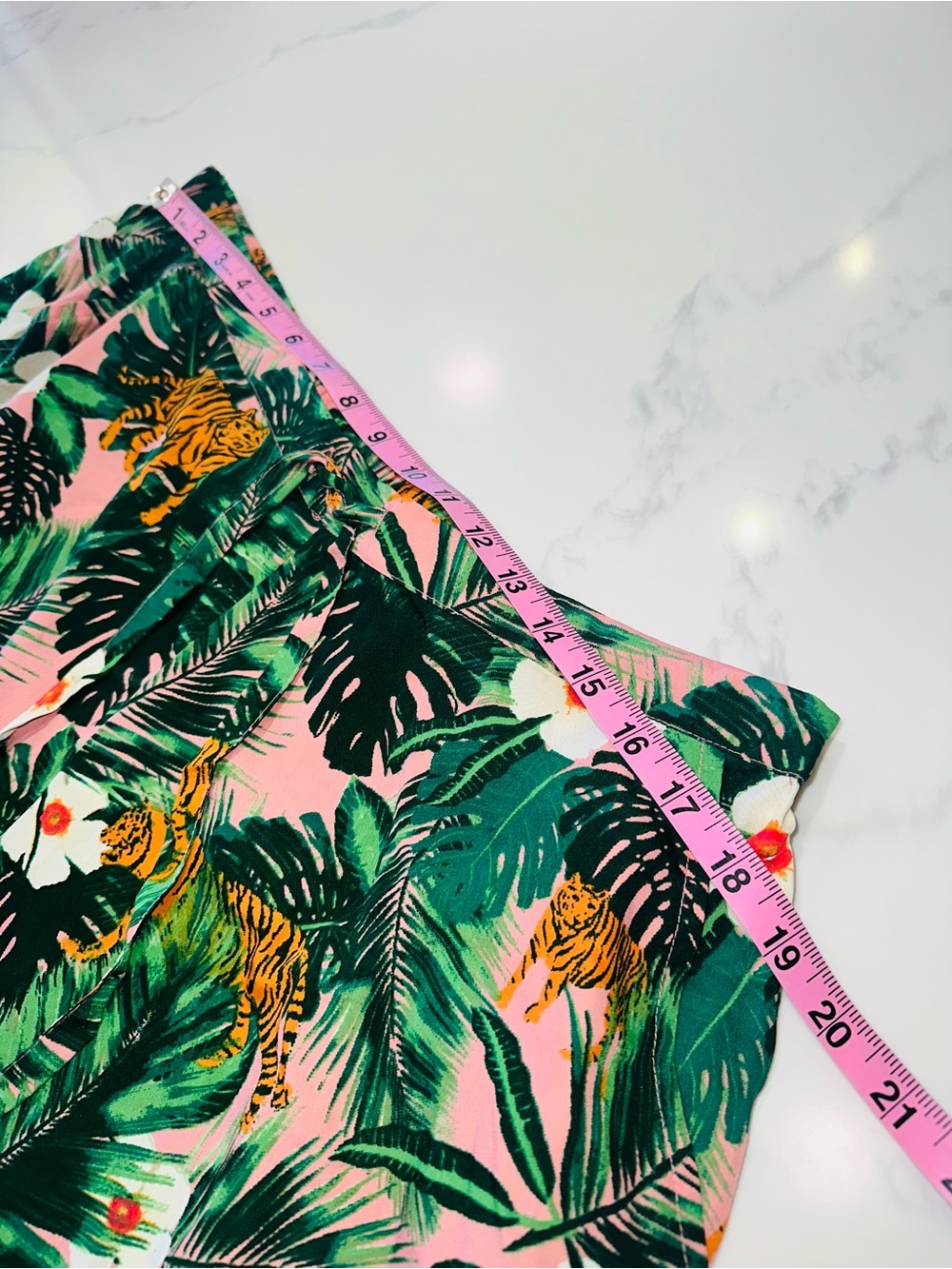 CYNTHIA ROWLEY SIZE XL~WOMEN’S TIGER JUNGLE PRINT PAJAMA SHORT TOP SET TROPICAL - Picture 16 of 16